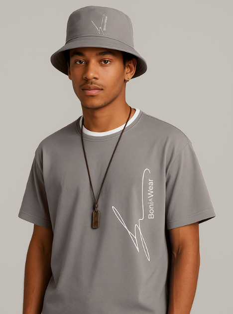 Two Toned over-size fit t-shirt with matching fisher hat