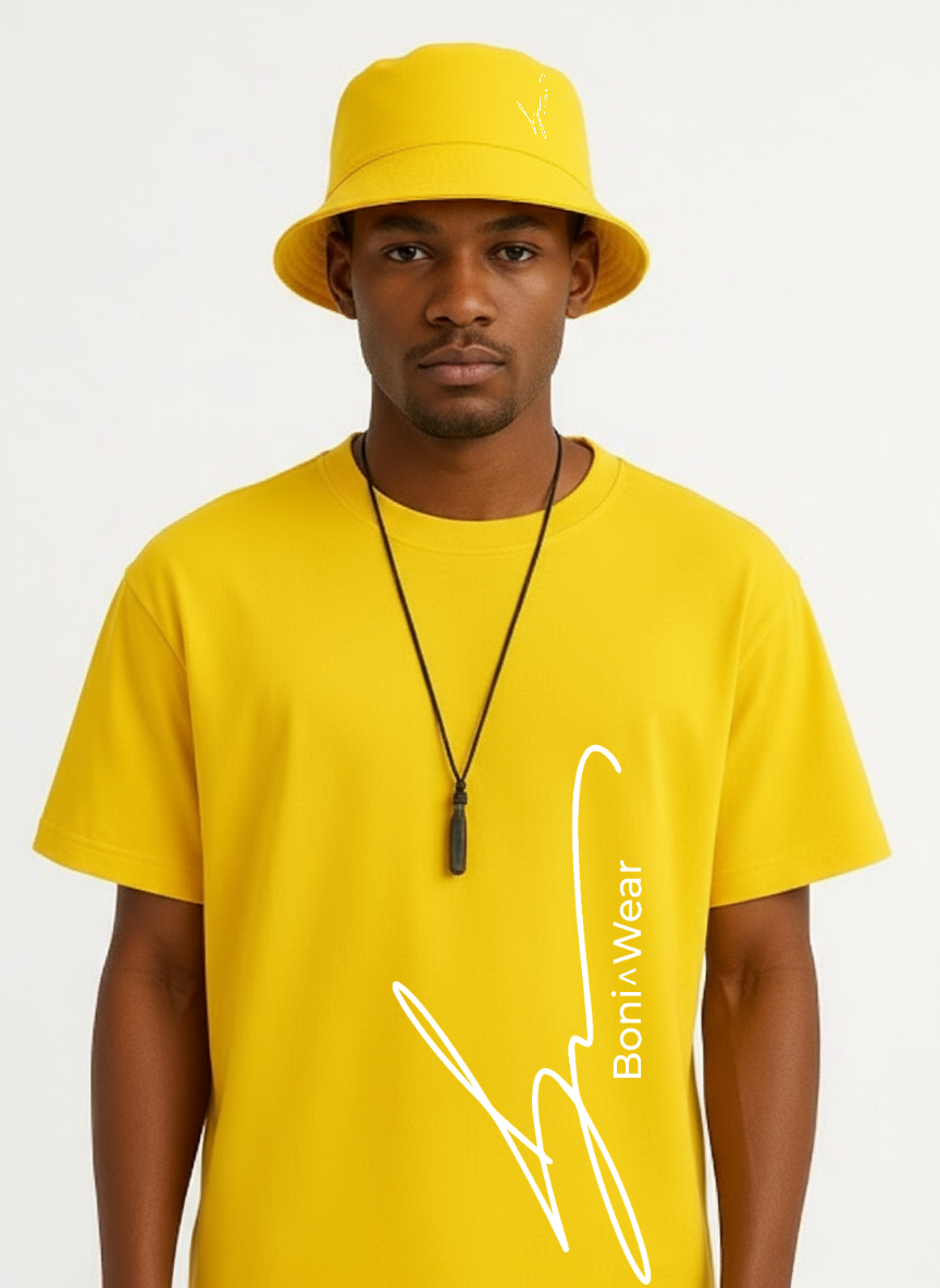 Men's Script/Classic Ensemble - Oversized Ringer Tee & Bucket Hat
