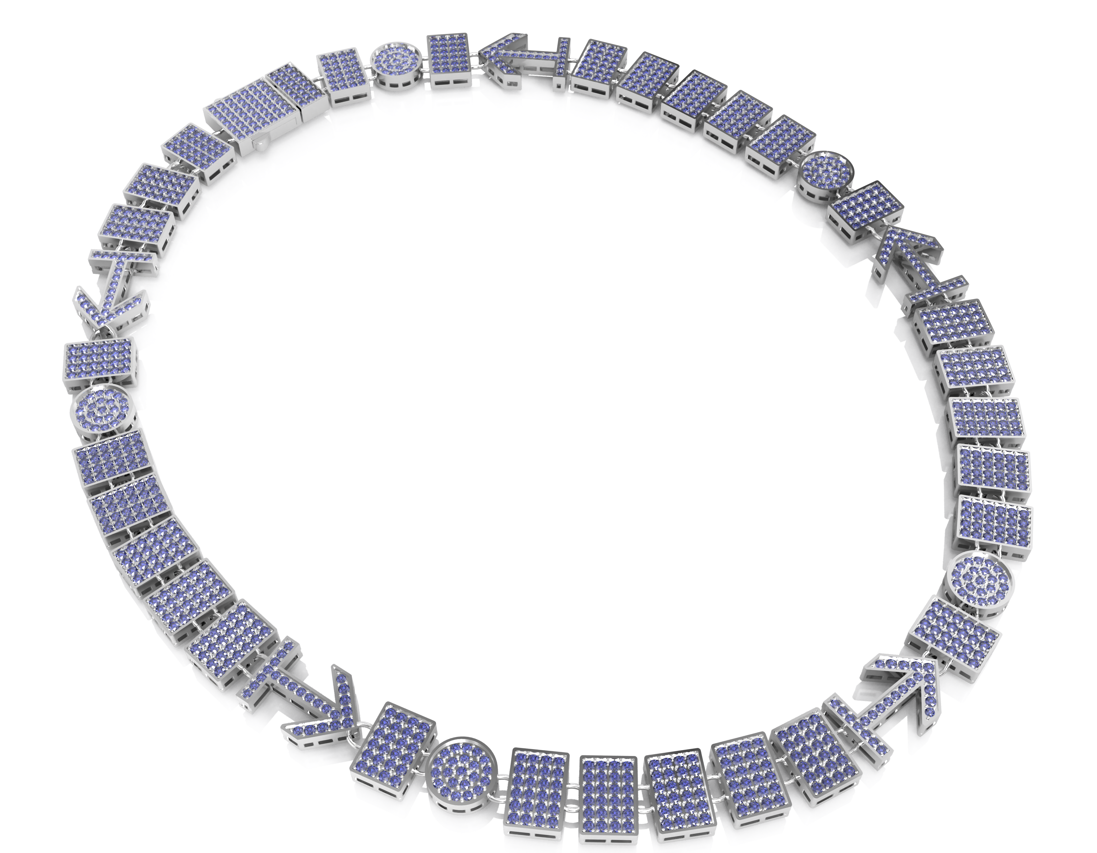 Necklace with purple and silver design on no background