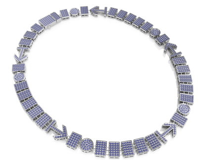 Necklace with purple and silver design on no background