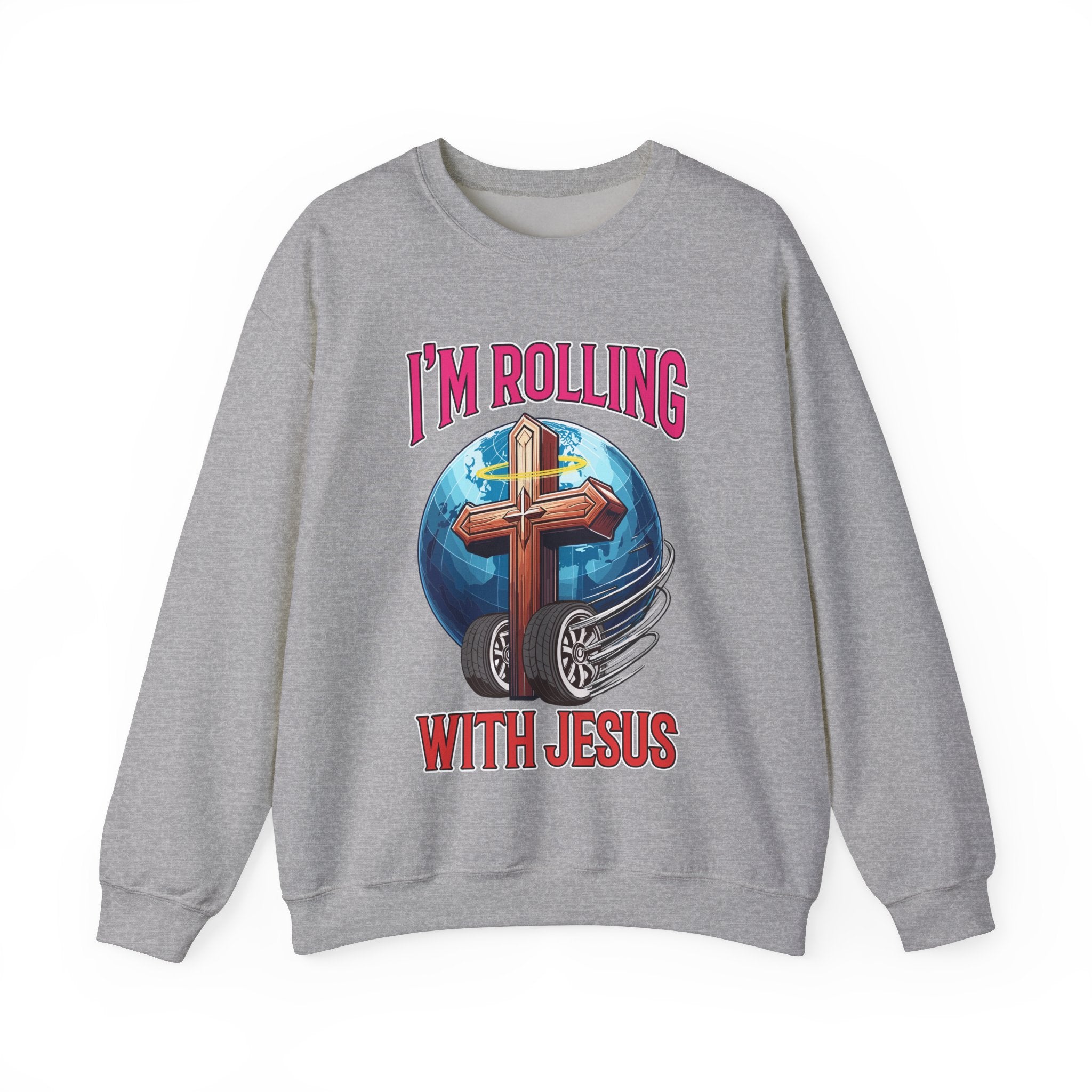 IM ROLLING WITH JESUS Heavy Blend™ Crewneck Sweatshirt