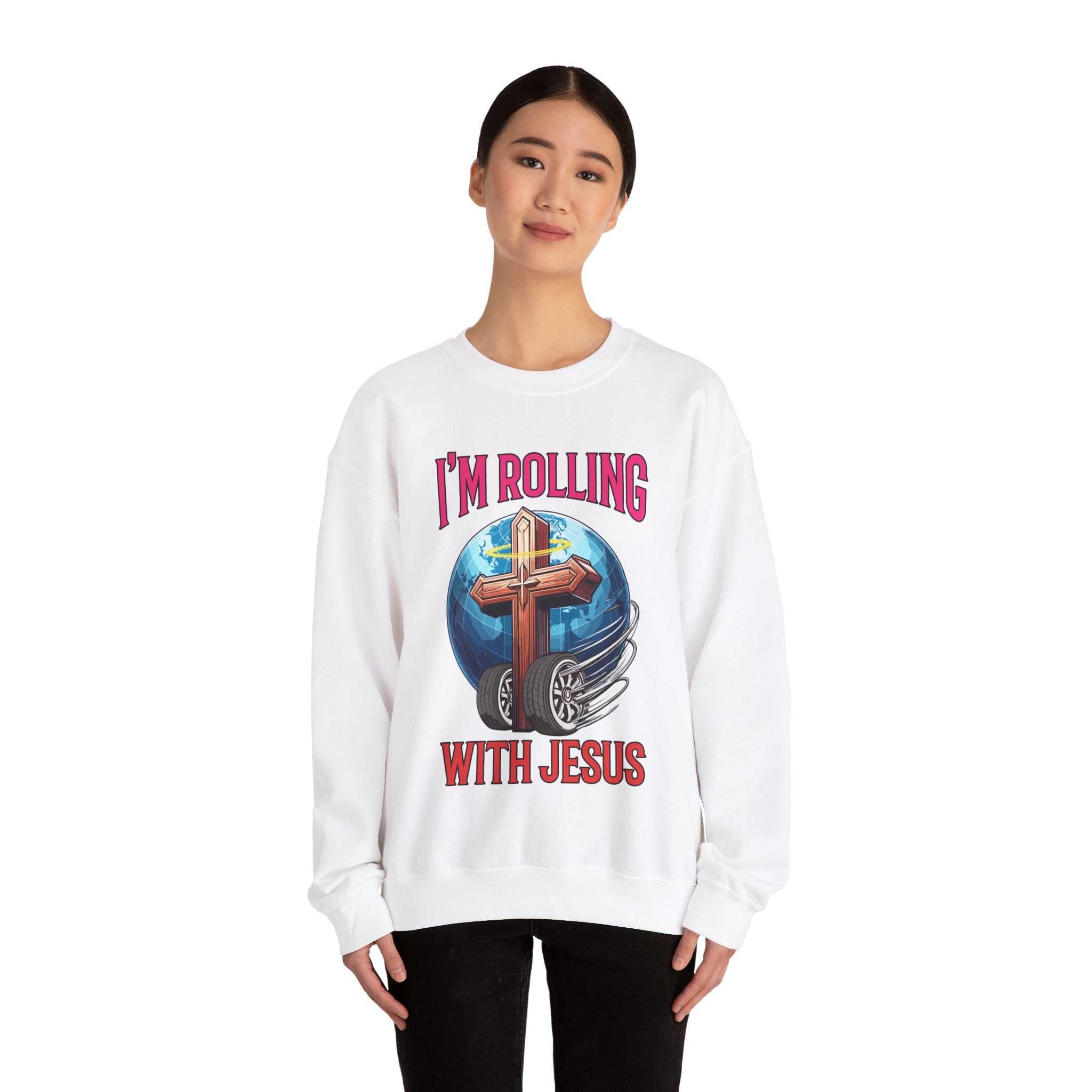 IM ROLLING WITH JESUS Heavy Blend™ Crewneck Sweatshirt