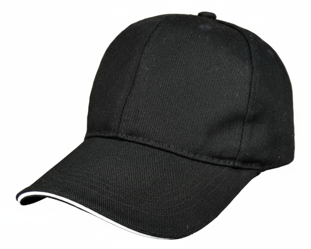Black baseball cap on a white background