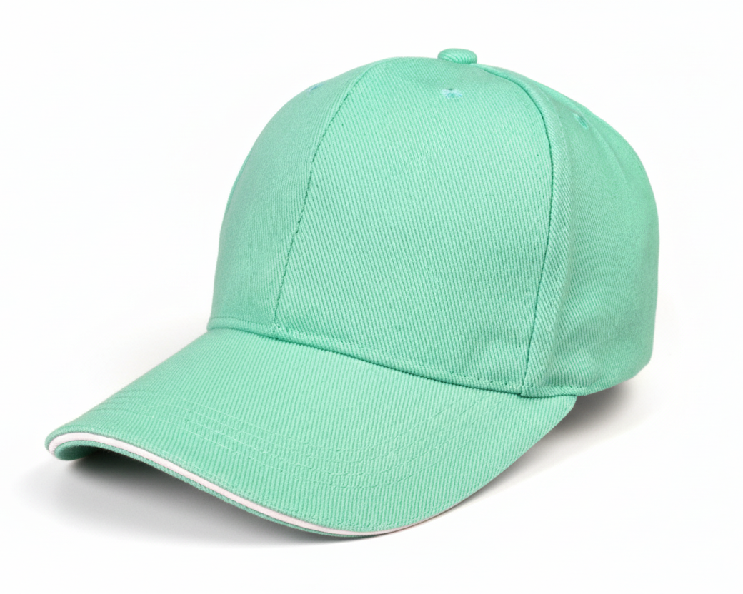 Mint green baseball cap on a white background