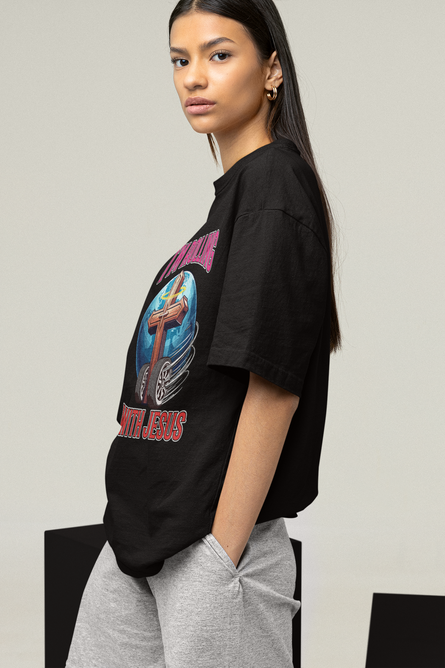 Rolling with Jesus Oversized T-Shirt