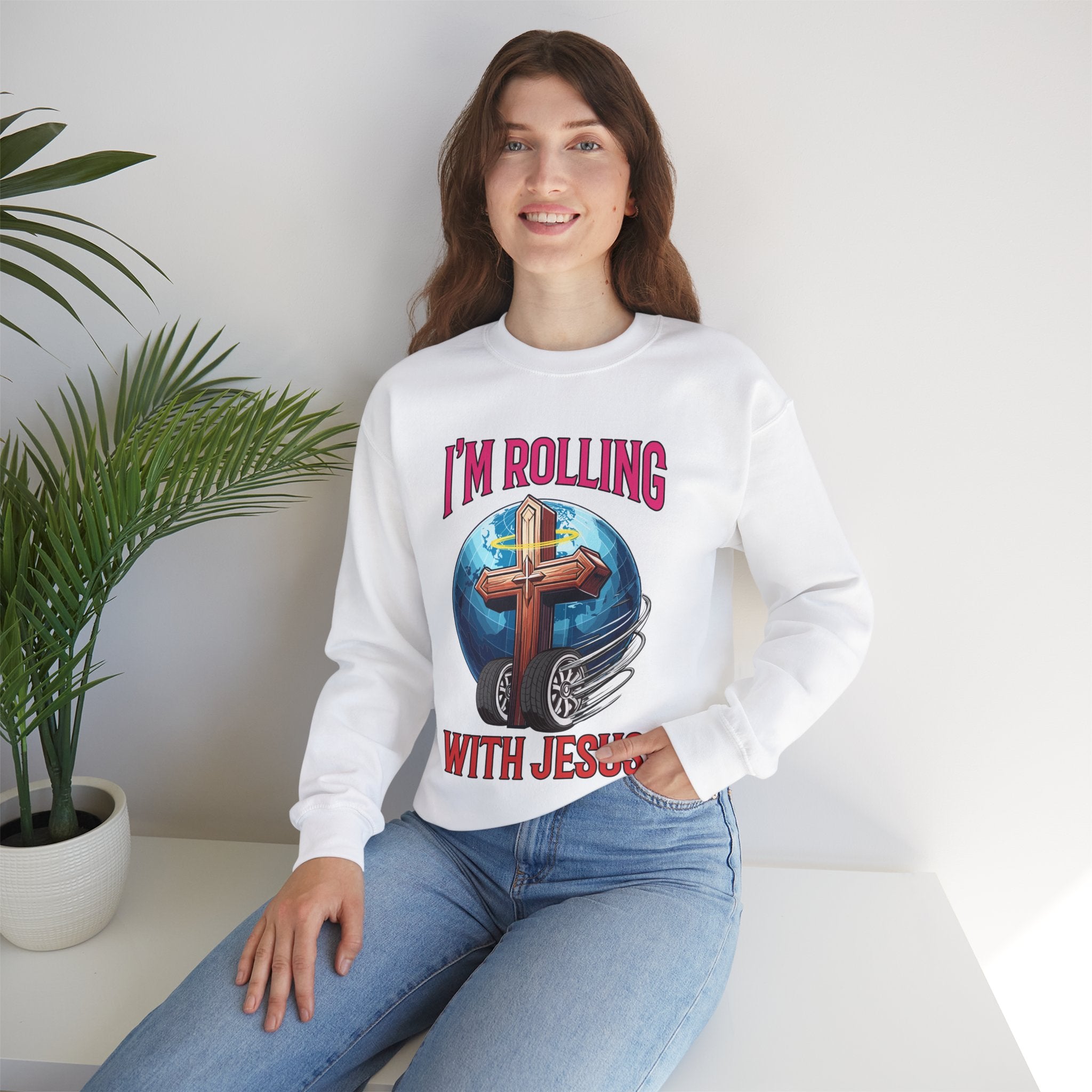 IM ROLLING WITH JESUS Heavy Blend™ Crewneck Sweatshirt