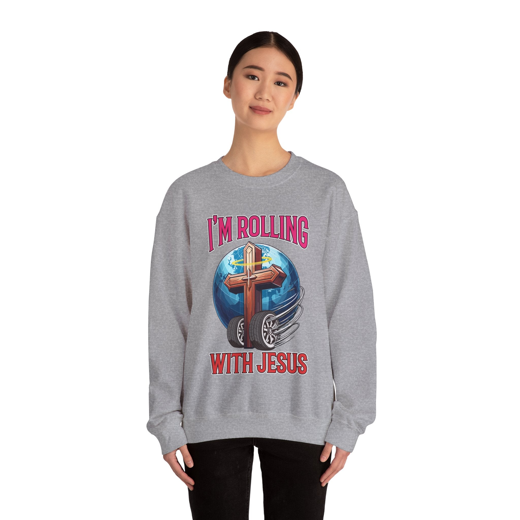 IM ROLLING WITH JESUS Heavy Blend™ Crewneck Sweatshirt