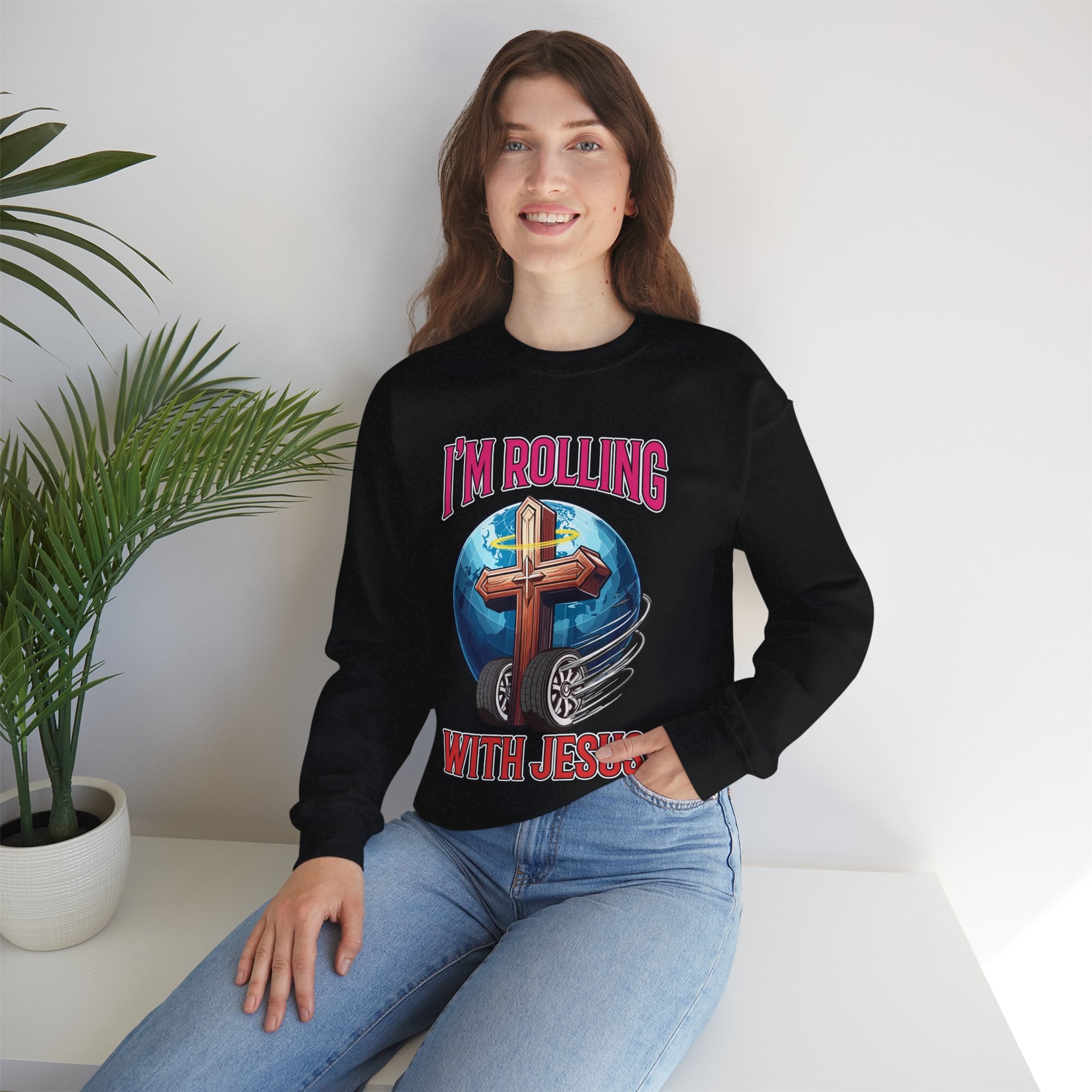 IM ROLLING WITH JESUS Heavy Blend™ Crewneck Sweatshirt