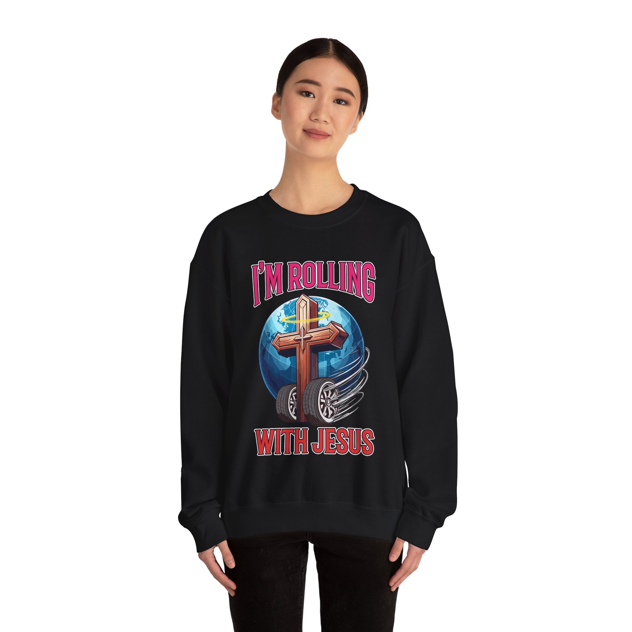 IM ROLLING WITH JESUS Heavy Blend™ Crewneck Sweatshirt
