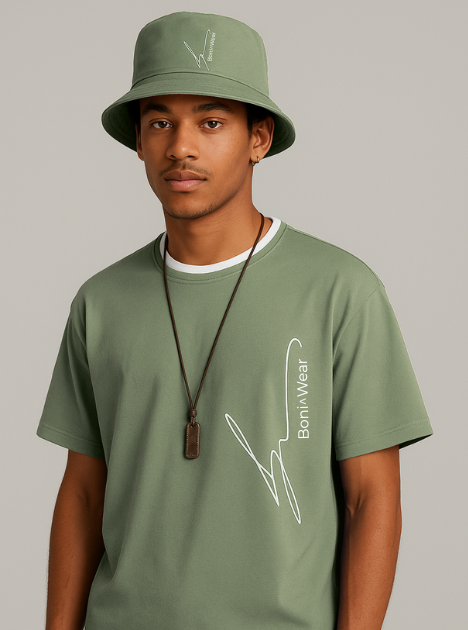 Two Toned over-size fit t-shirt with matching fisher hat