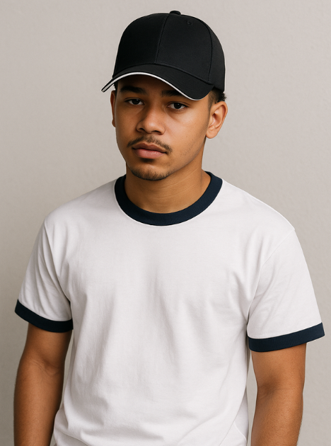 Regular Fit Two-Tone T-Shirt with Matching Cap