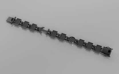 Silver bracelet on a light gray background