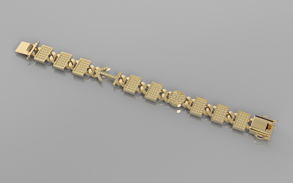 Gold bracelet on a gray background