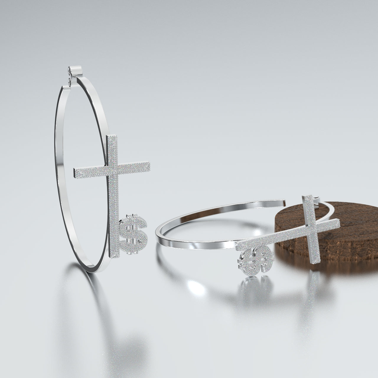 Women's Faith Cross Hoop Earrings
