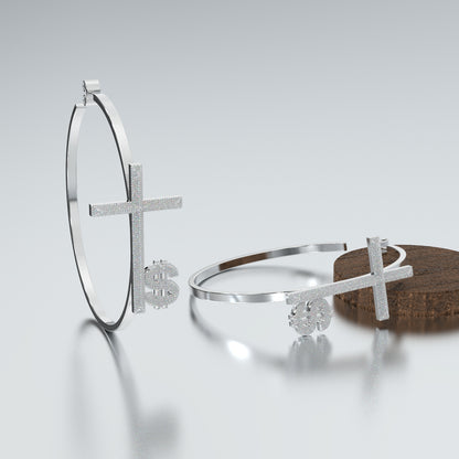 Women's Faith Cross Hoop Earrings