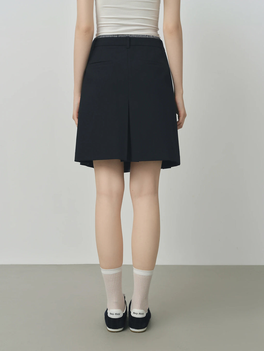 Double Waist Plaid Drawstring Two-Piece Style Skirt