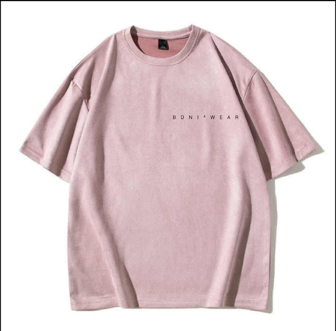Pink t-shirt with 'BONI WEAR' logo on a white background