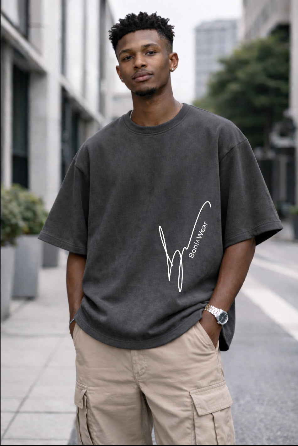 Men's Script/Classic Ultra-Suede Boxy T-Shirt