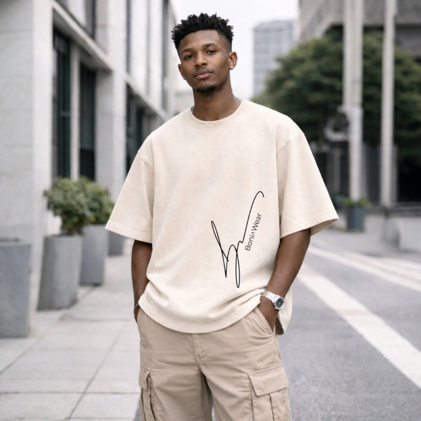 Men's Script/Classic Ultra Suede Oversized Tee