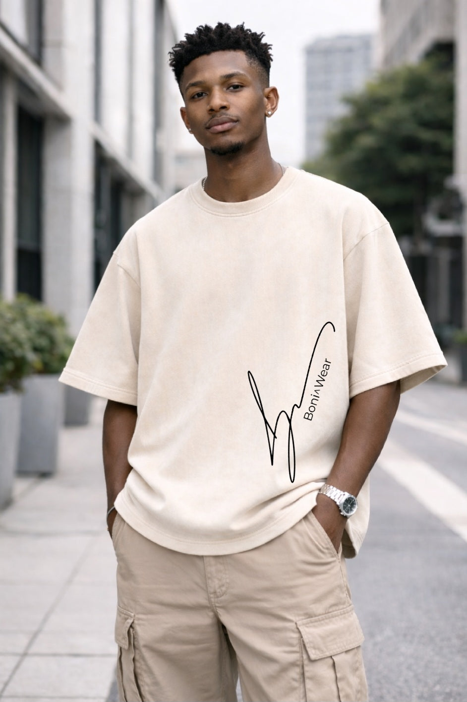 Boniwear Ultra Suede Oversized Tee - Script Logo