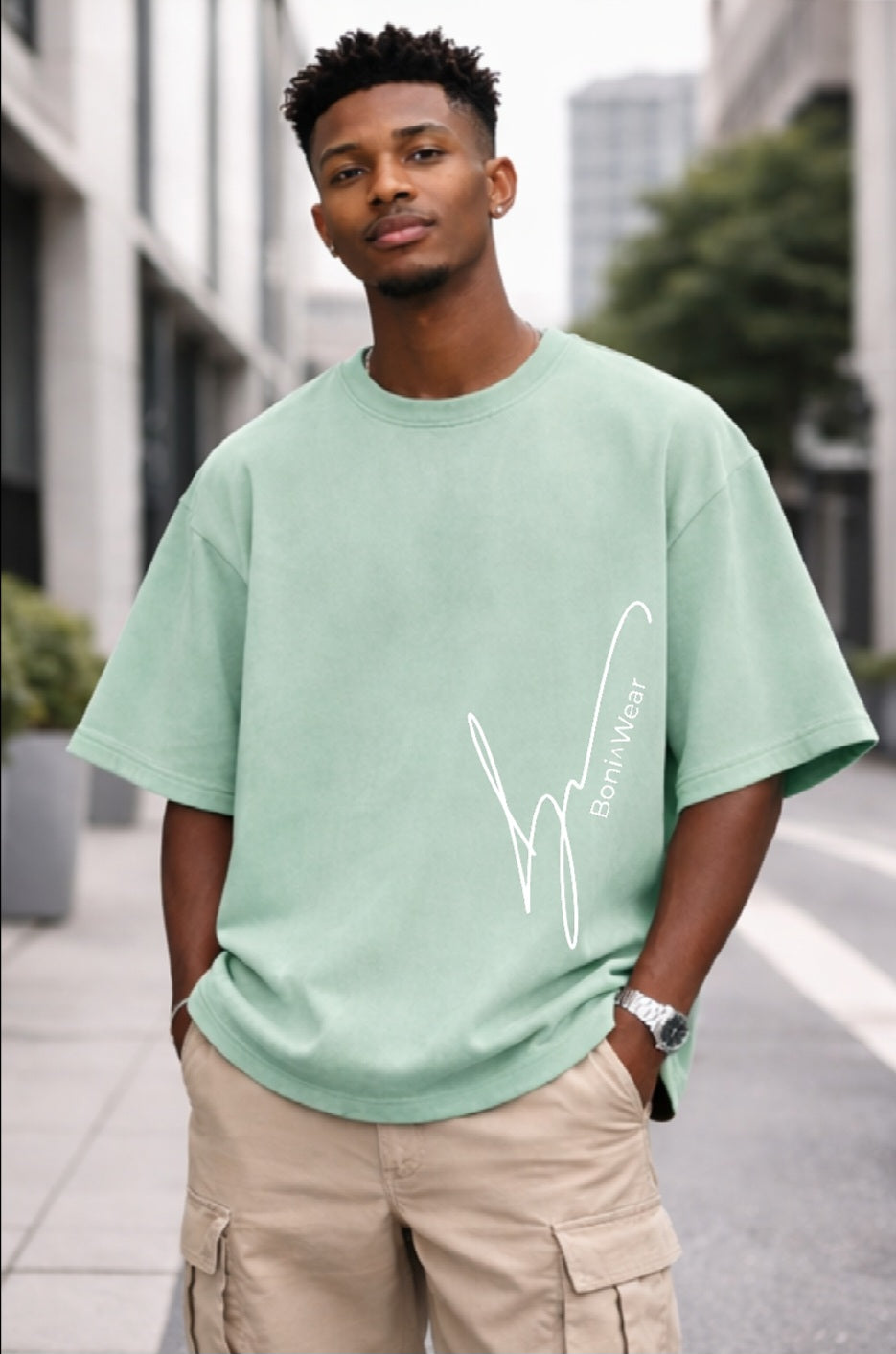Boniwear Ultra Suede Oversized Tee - Script Logo