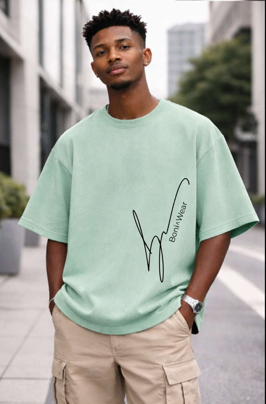 Boniwear Ultra Suede Oversized Tee - Script Logo