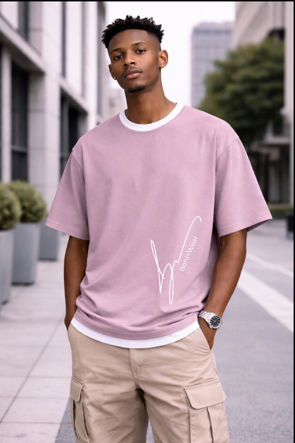 Men's Script/Classic Oversized Ringer Tee