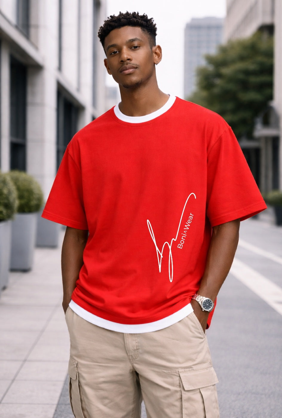 Men's Script/Classic Oversized Ringer Tee