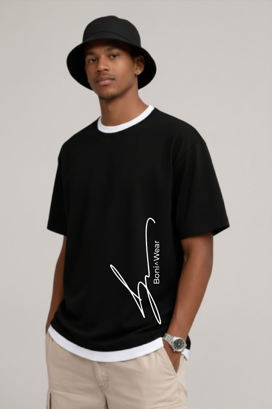 Men's Script/Classic Ensemble - Boxy Ringer Tee & Bucket Hat