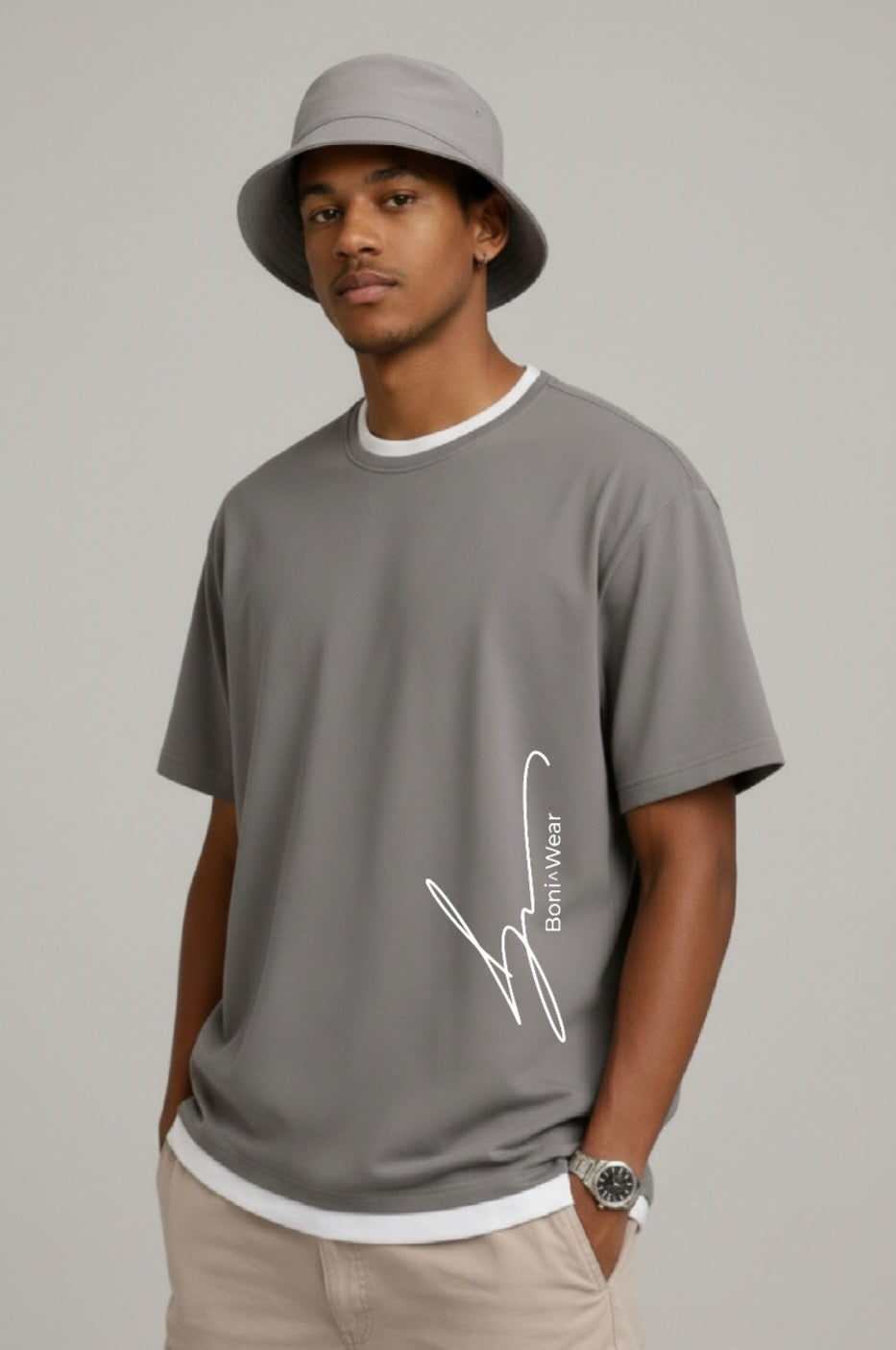 Men's Script/Classic Ensemble - Boxy Ringer Tee & Bucket Hat