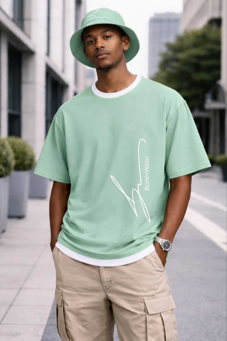 Men's Script/Classic Ensemble - Boxy Ringer Tee & Bucket Hat