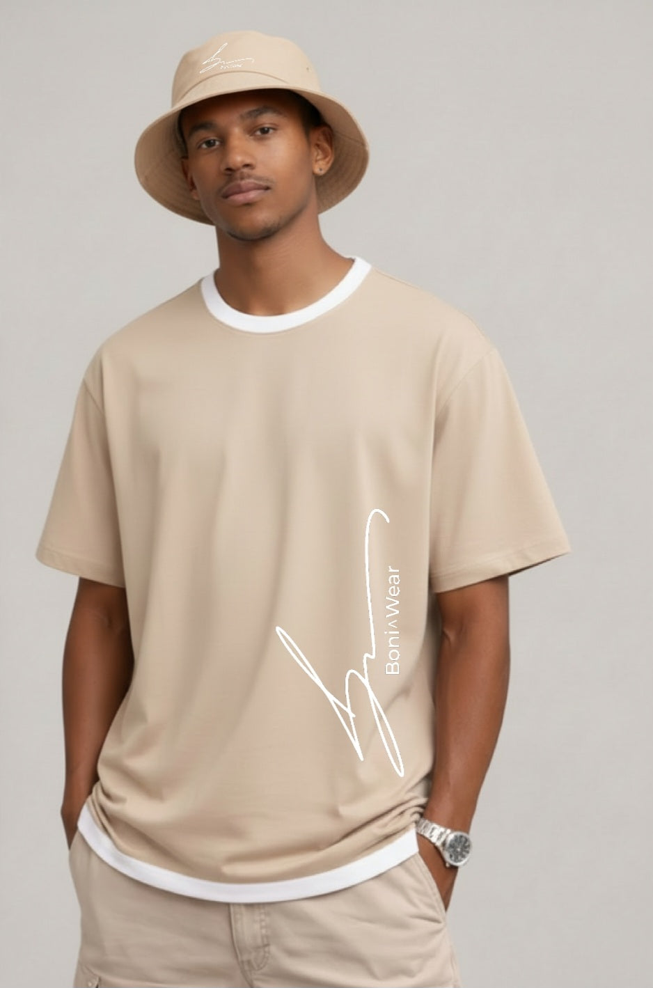 Men's Script/Classic Ensemble - Boxy Ringer Tee & Bucket Hat