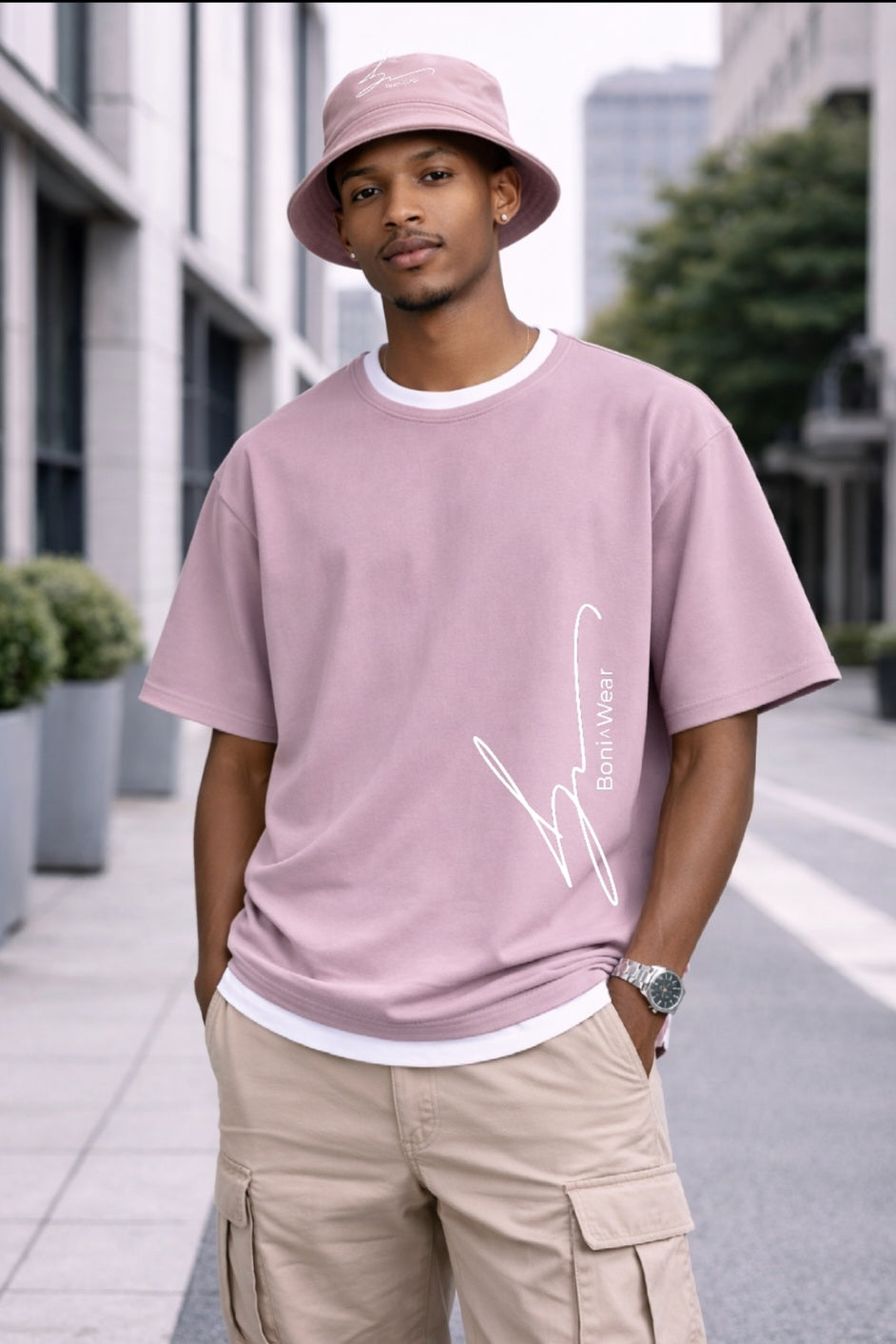 Men's Script/Classic Ensemble - Boxy Ringer Tee & Bucket Hat