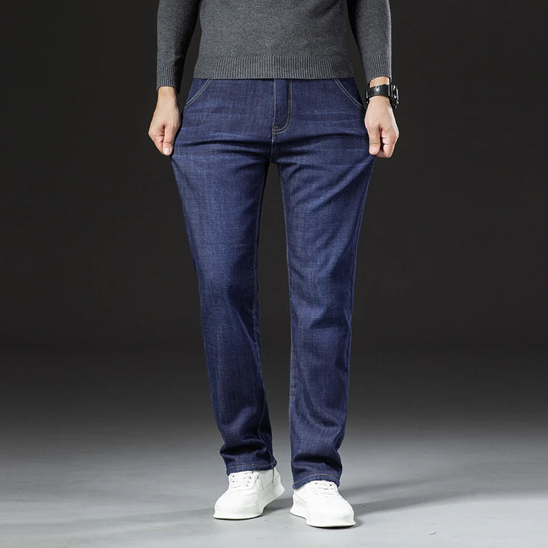 Men’s Fleece-Lined High Waist Winter Denim Jeans