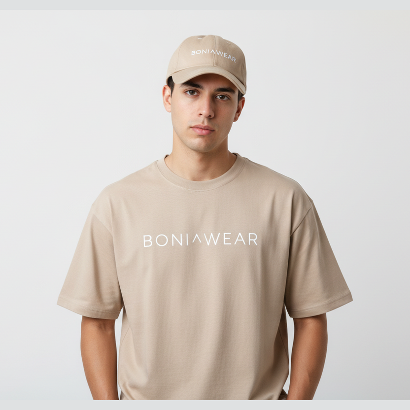 Beige bulky fit crew neck set