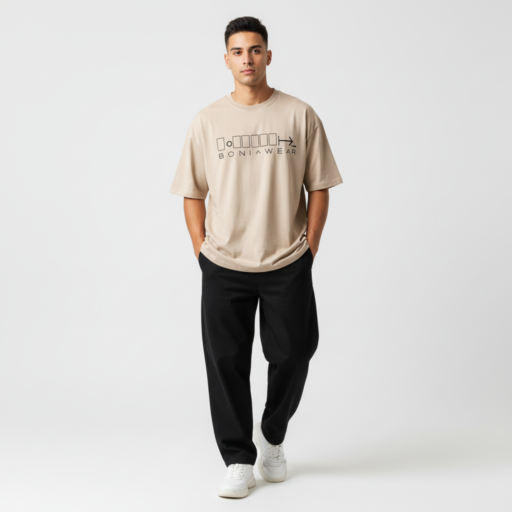 Beige bulky fit crew neck t-shirt