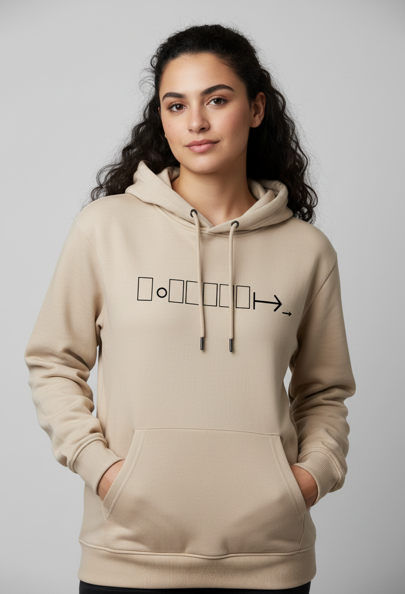 Beige hoodie with geometric logo