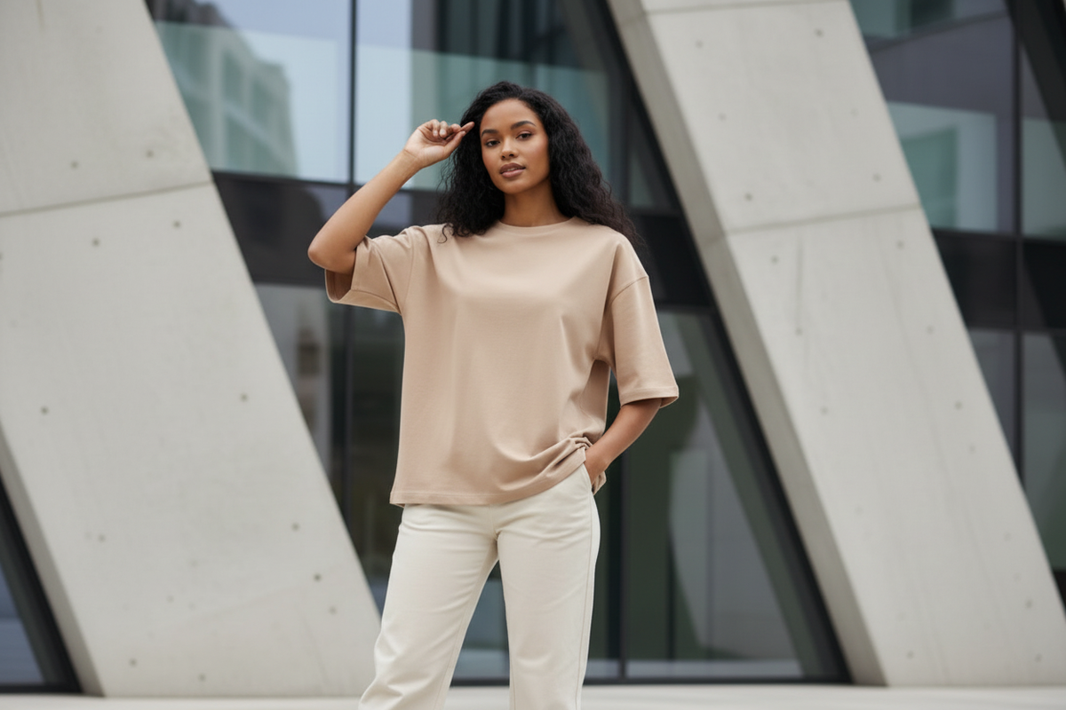Beige oversized t-shirt