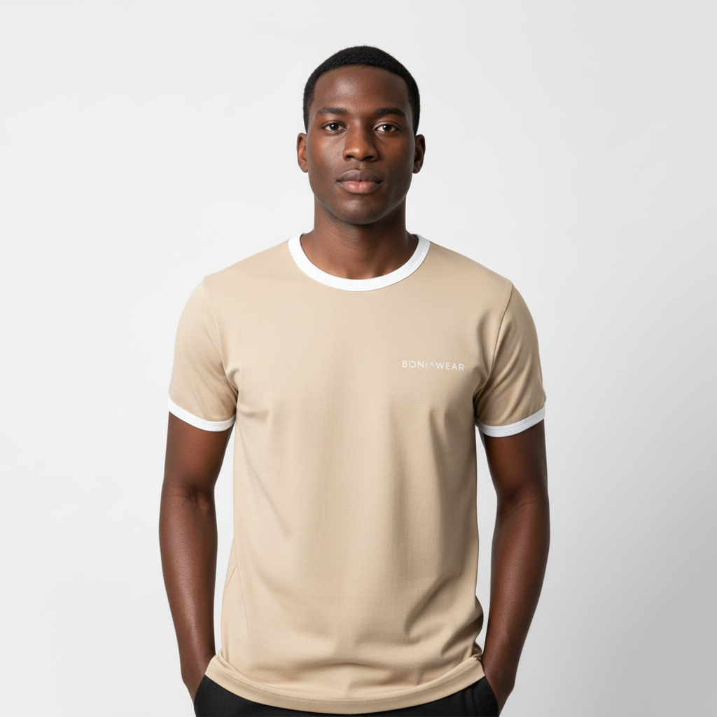 Beige Ringer Tee