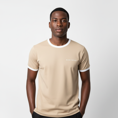 Beige Ringer Tee