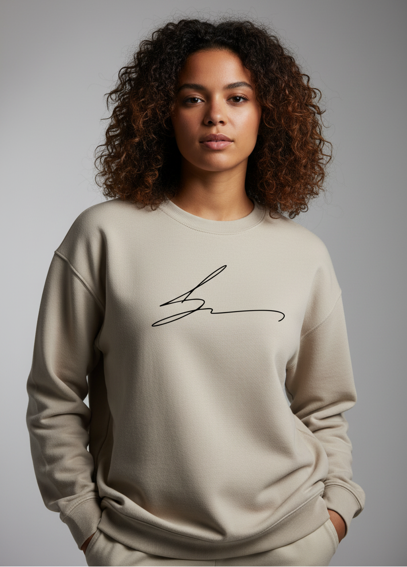 Beige sweatshirt with signature logo