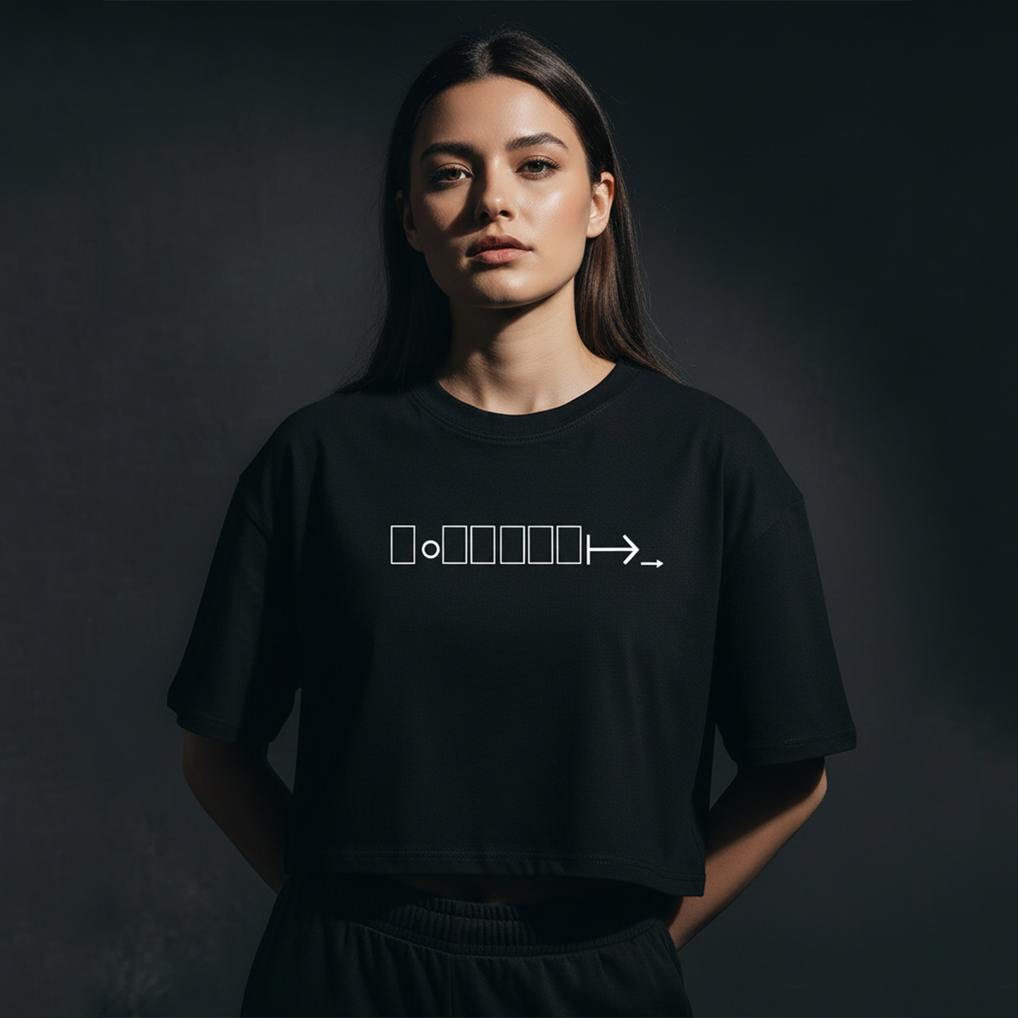 Black boxy fit cropped tee with BONIWEAR logo