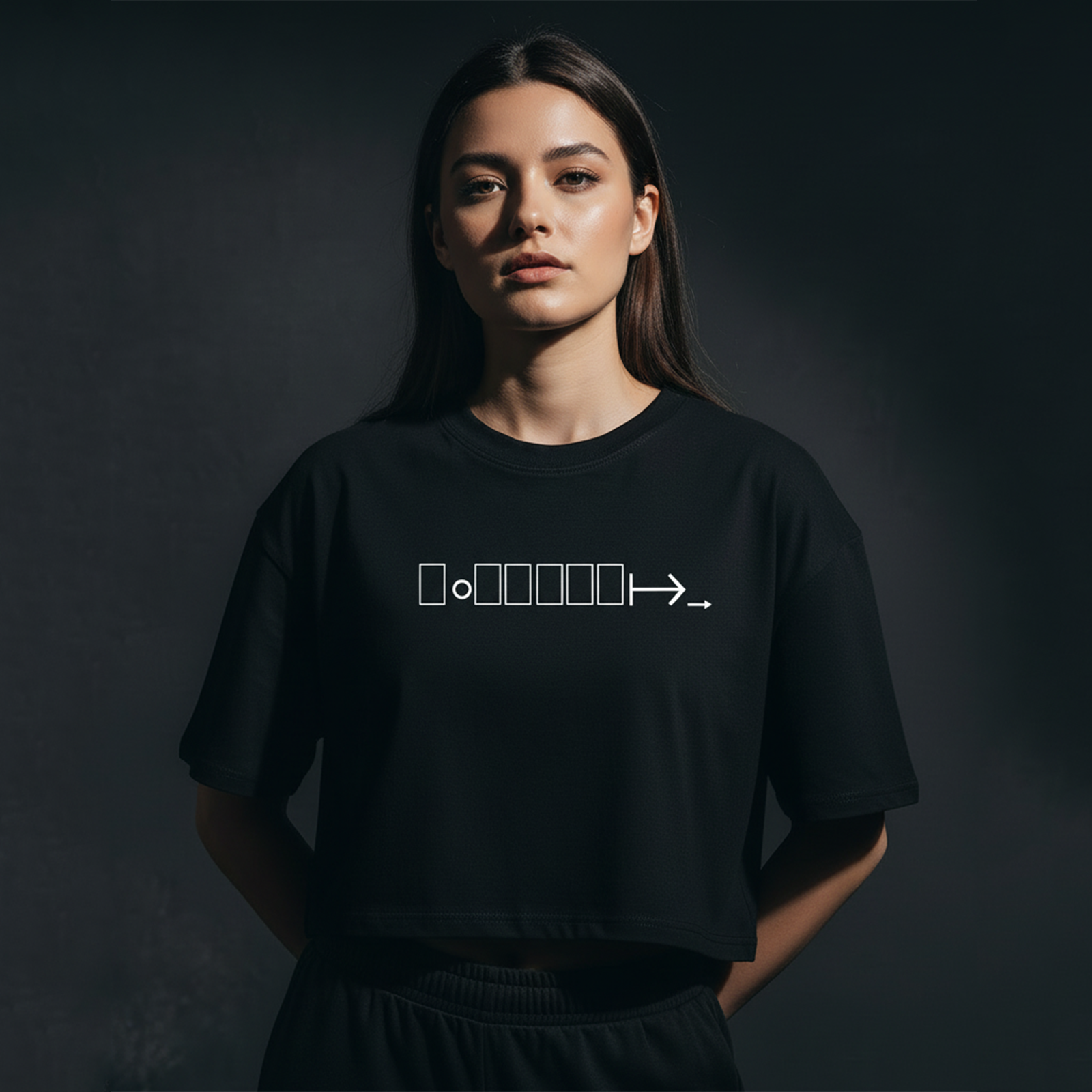 Black boxy fit cropped tee with BONIWEAR logo