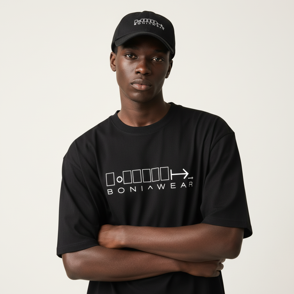 Black bulky fit crew neck set