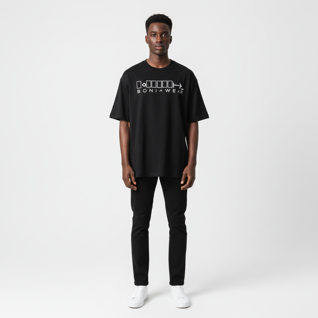 Black bulky fit crew neck t-shirt