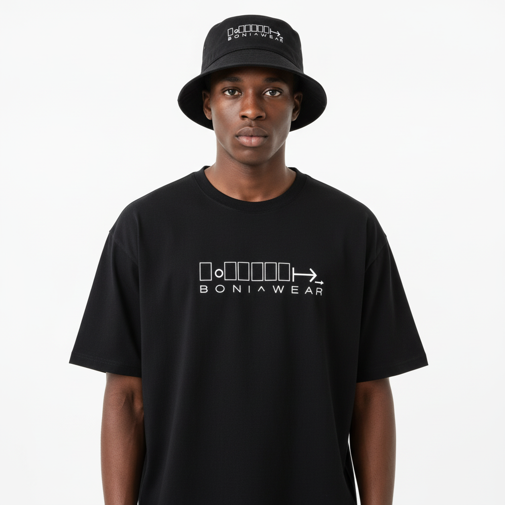 Black bulky fit set with bucket hat