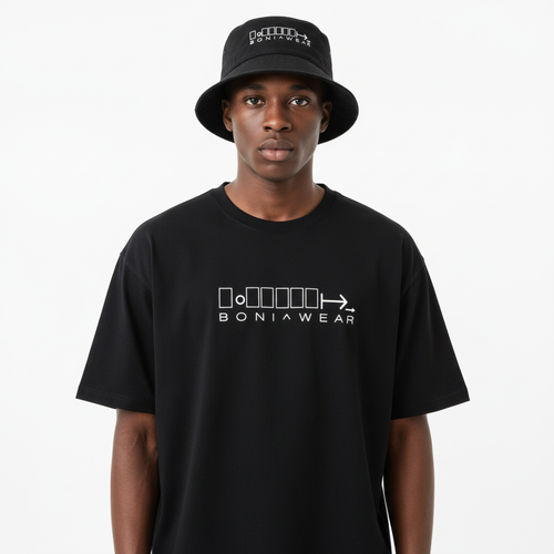 Black bulky fit set with bucket hat