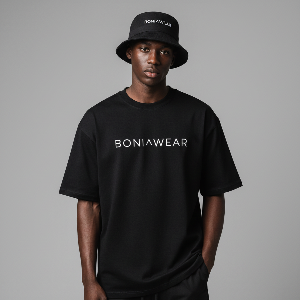 Black bulky fit set with bucket hat