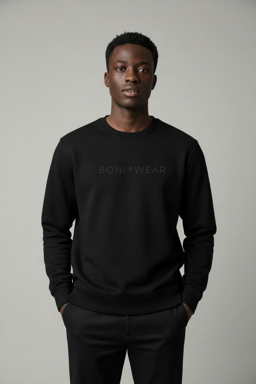 Black crewneck with Boniwear logo