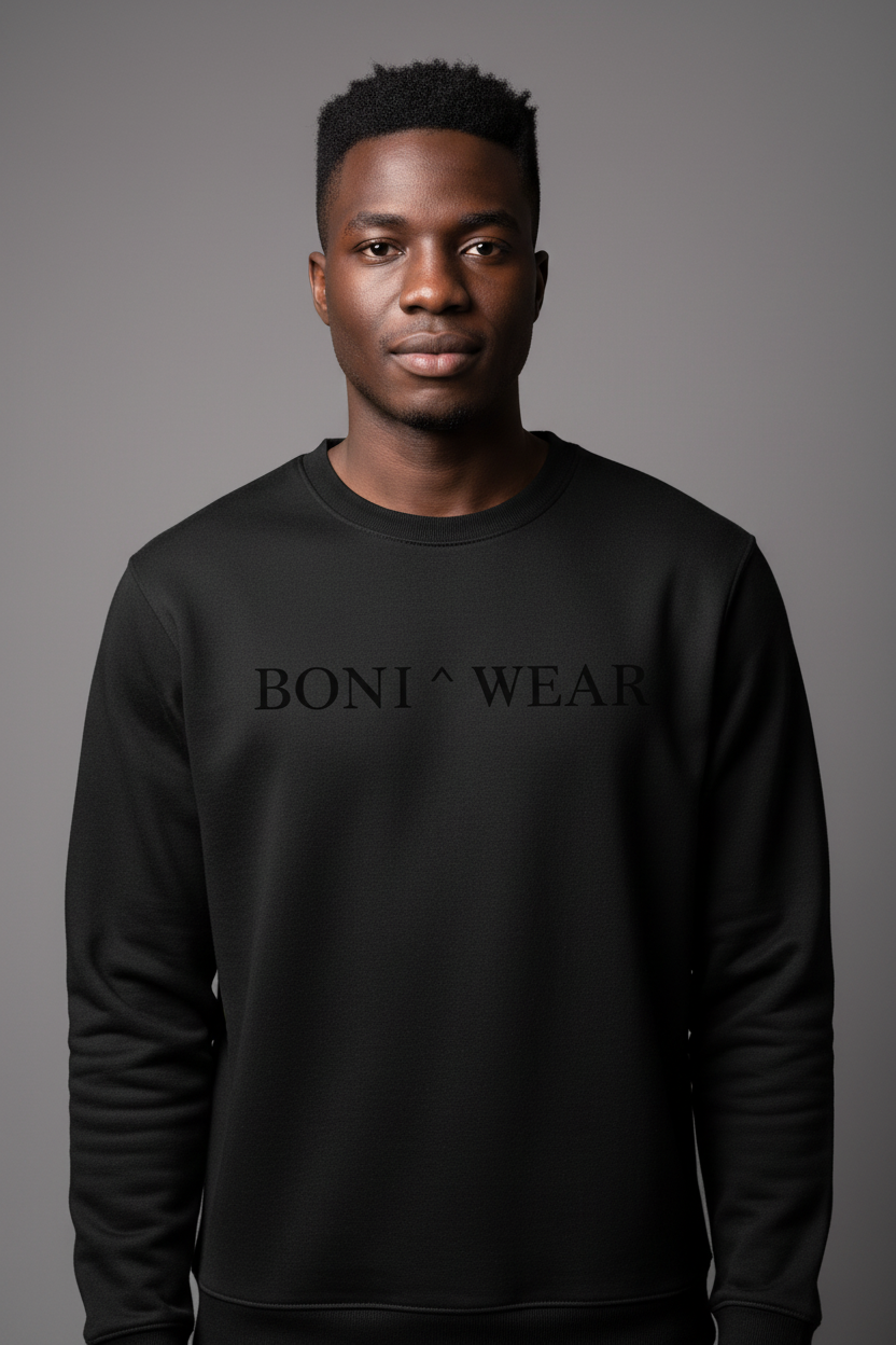 Black crewneck with Boniwear logo